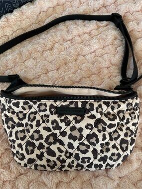 Poppy and Peonies Sidekick Quilted Leopard Print Crossbody Bag - Black & Cream